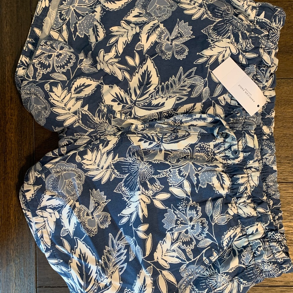 Blue and White Floral Shorts